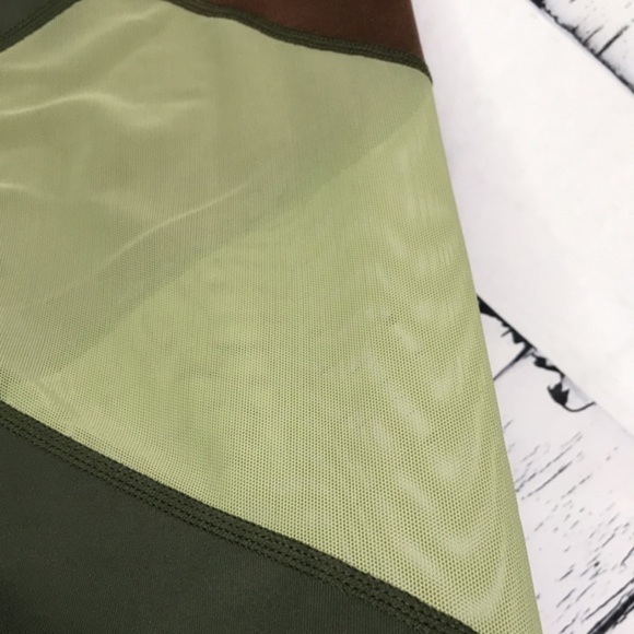 JOYLAB 7/8 Shine & Mesh Pieced Legging Deep Olive - Picture 7 of 13
